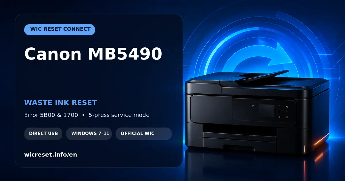 Canon MB5490 waste ink counter reset for errors 5B00 to 5B04