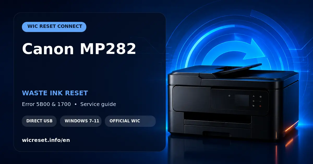 Canon MP282 waste ink counter reset for errors 5B00 to 5B04