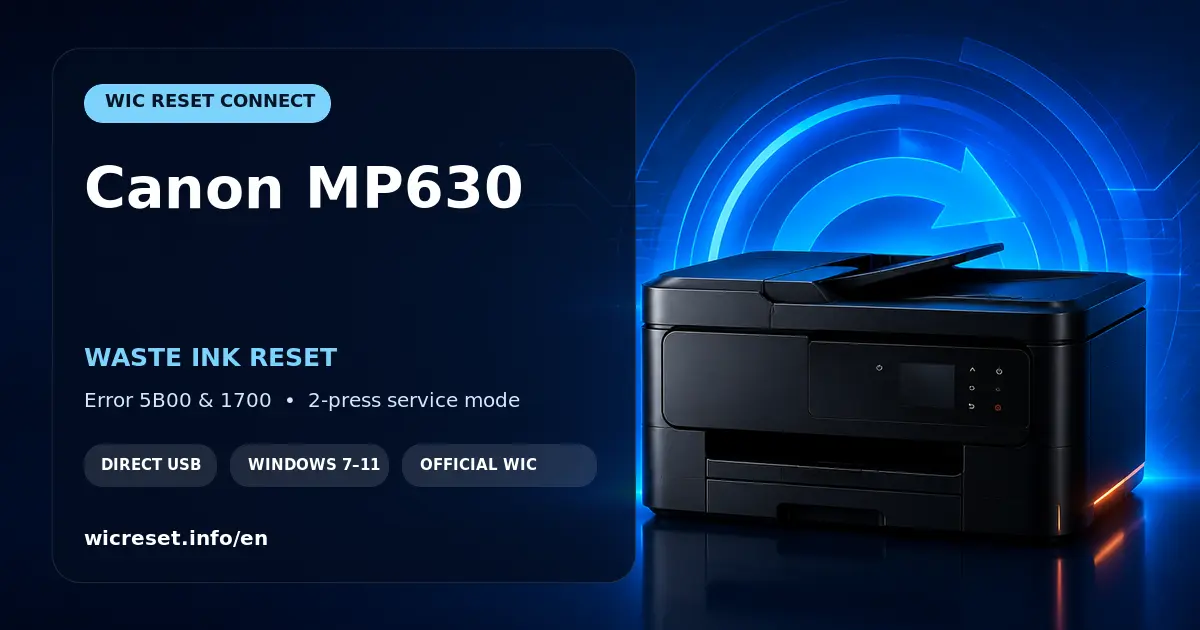 Canon MP630 waste ink counter reset for errors 5B00 to 5B04