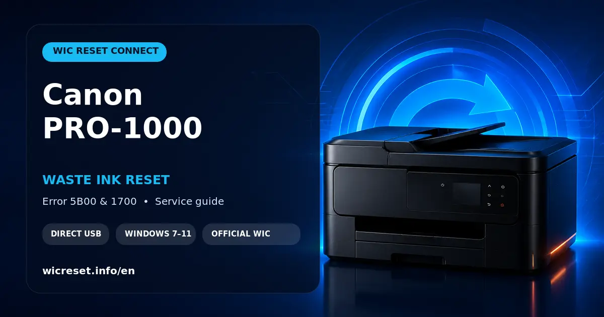 Canon PRO-1000 waste ink counter reset for errors 5B00 to 5B04