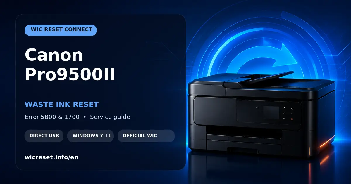 Canon Pro9500II waste ink counter reset for errors 5B00 to 5B04