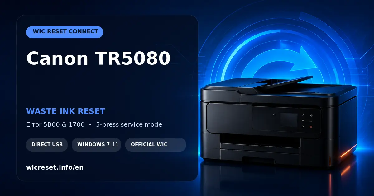 Canon TR5080 waste ink counter reset for errors 5B00 to 5B04