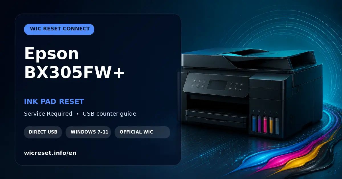 Epson BX305FW+ waste ink counter reset with WIC Reset Connect