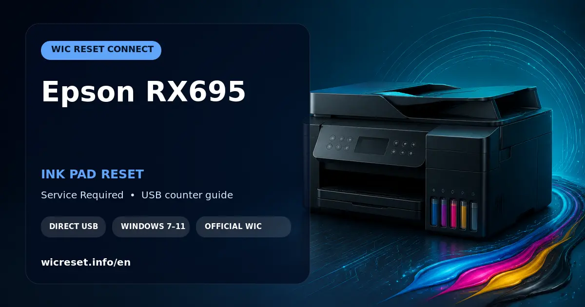 Epson RX695 waste ink counter reset with WIC Reset Connect