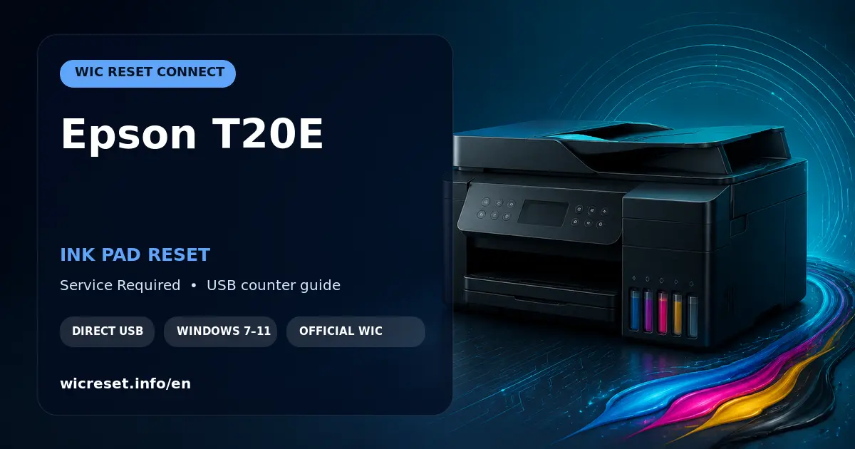 Epson T20E waste ink counter reset with WIC Reset Connect