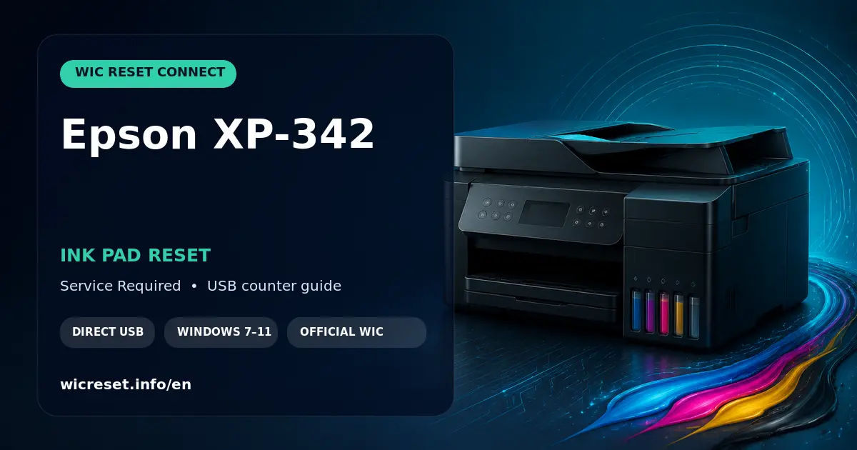 Epson XP-342 waste ink counter reset with WIC Reset Connect