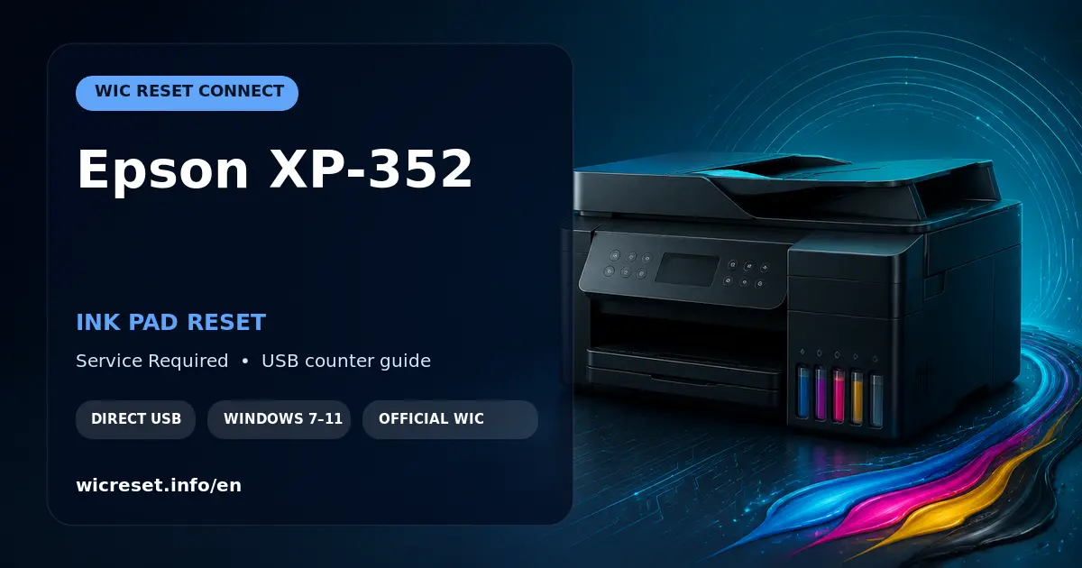 Epson XP-352 waste ink counter reset with WIC Reset Connect